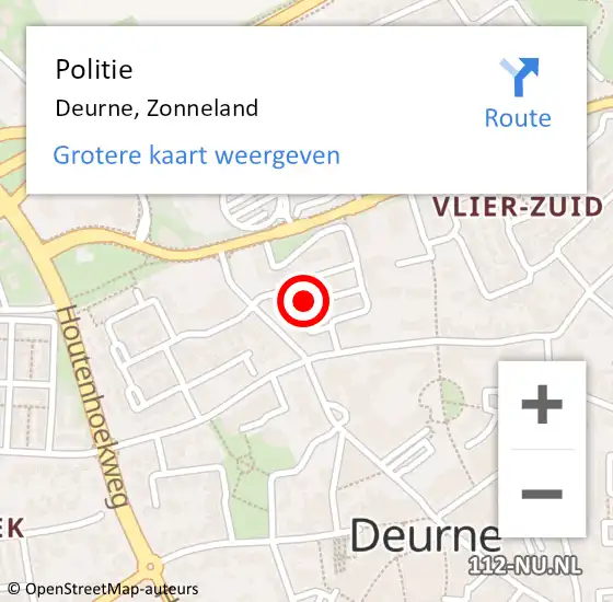 Locatie op kaart van de 112 melding: Politie Deurne, Zonneland op 2 juli 2016 11:34