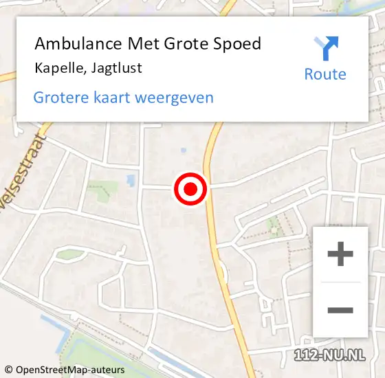 Locatie op kaart van de 112 melding: Ambulance Met Grote Spoed Naar Kapelle, Jagtlust op 2 juli 2016 11:47