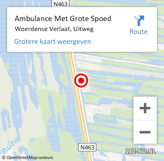 Locatie op kaart van de 112 melding: Ambulance Met Grote Spoed Naar Woerdense Verlaat, Uitweg op 2 juli 2016 12:16