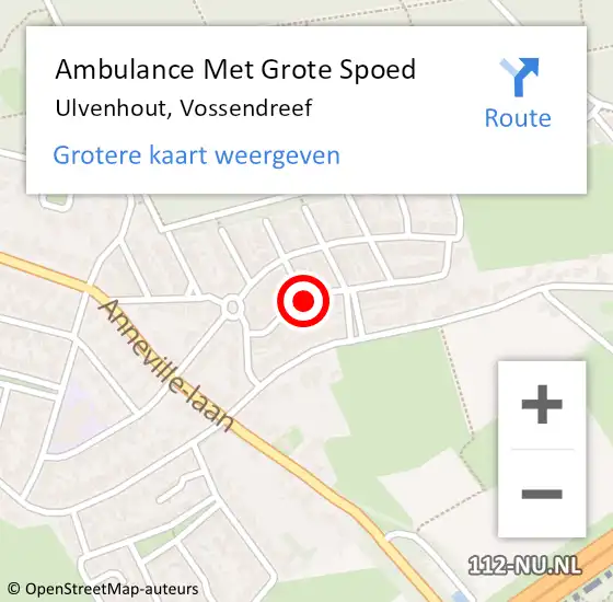 Locatie op kaart van de 112 melding: Ambulance Met Grote Spoed Naar Ulvenhout, Vossendreef op 2 juli 2016 12:23