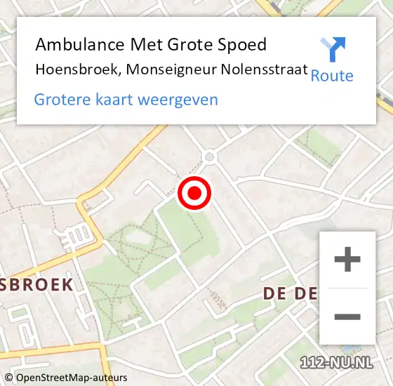 Locatie op kaart van de 112 melding: Ambulance Met Grote Spoed Naar Hoensbroek, Monseigneur Nolensstraat op 20 december 2013 00:12