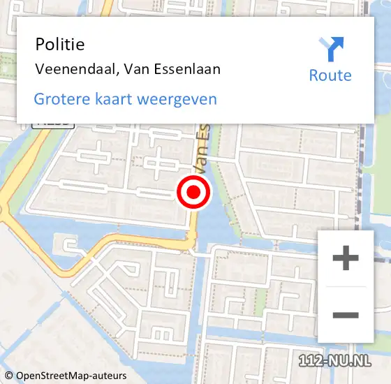 Locatie op kaart van de 112 melding: Politie Veenendaal, Van Essenlaan op 2 juli 2016 12:58