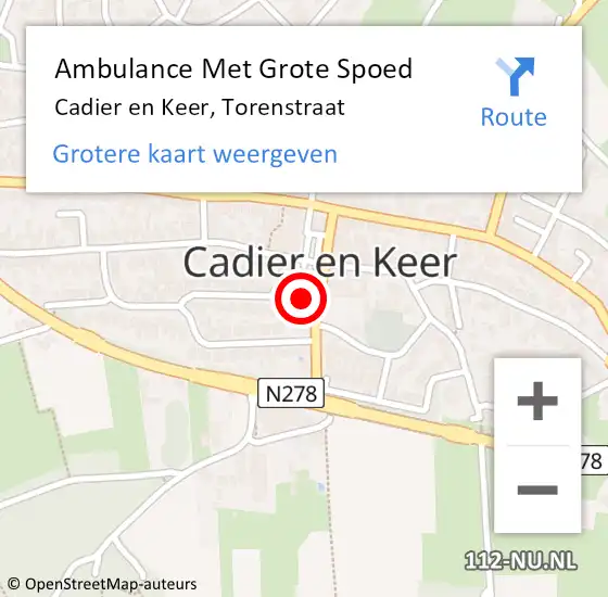 Locatie op kaart van de 112 melding: Ambulance Met Grote Spoed Naar Cadier en Keer, Torenstraat op 20 december 2013 00:13