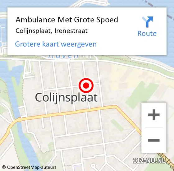 Locatie op kaart van de 112 melding: Ambulance Met Grote Spoed Naar Colijnsplaat, Irenestraat op 2 juli 2016 13:31