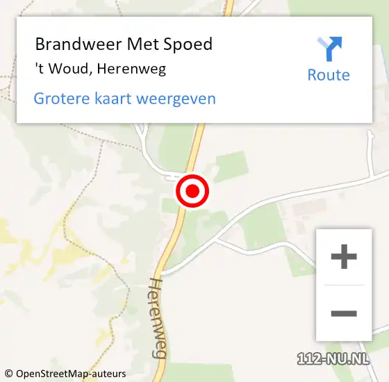 Locatie op kaart van de 112 melding: Brandweer Met Spoed Naar 't Woud, Herenweg op 2 juli 2016 13:54