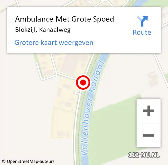 Locatie op kaart van de 112 melding: Ambulance Met Grote Spoed Naar Blokzijl, Kanaalweg op 2 juli 2016 14:16