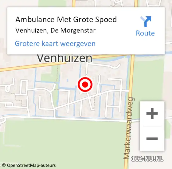 Locatie op kaart van de 112 melding: Ambulance Met Grote Spoed Naar Venhuizen, De Morgenstar op 2 juli 2016 14:58