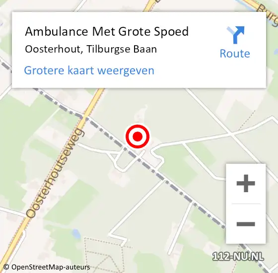 Locatie op kaart van de 112 melding: Ambulance Met Grote Spoed Naar Oosterhout, Tilburgse Baan op 2 juli 2016 15:05