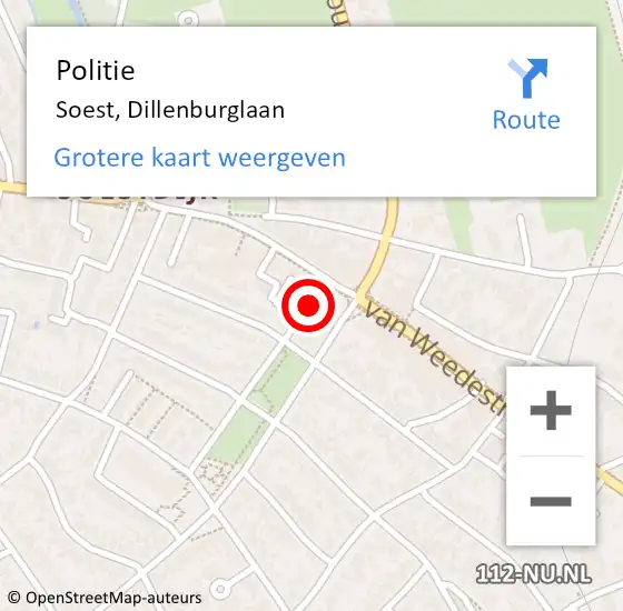 Locatie op kaart van de 112 melding: Politie Soest, Dillenburglaan op 2 juli 2016 15:07