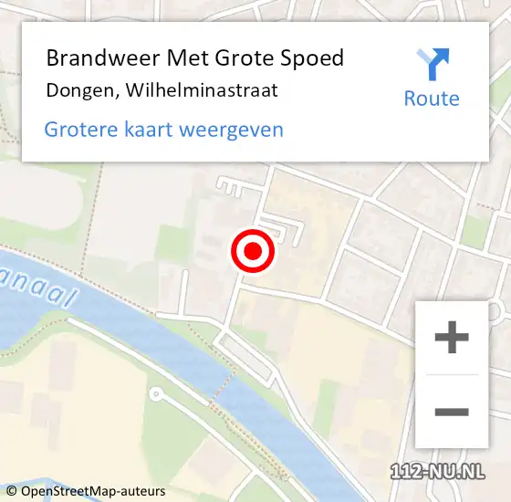 Locatie op kaart van de 112 melding: Brandweer Met Grote Spoed Naar Dongen, Wilhelminastraat op 2 juli 2016 15:35