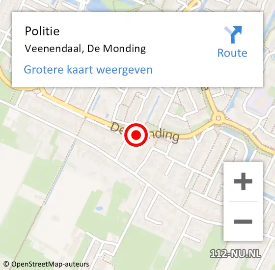 Locatie op kaart van de 112 melding: Politie Veenendaal, De Monding op 2 juli 2016 16:27