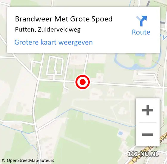 Locatie op kaart van de 112 melding: Brandweer Met Grote Spoed Naar Putten, Zuiderveldweg op 2 juli 2016 16:52