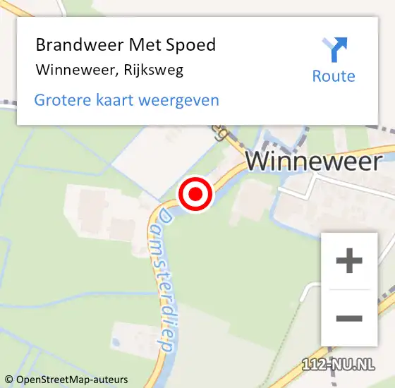 Locatie op kaart van de 112 melding: Brandweer Met Spoed Naar Winneweer, Rijksweg op 2 juli 2016 17:44