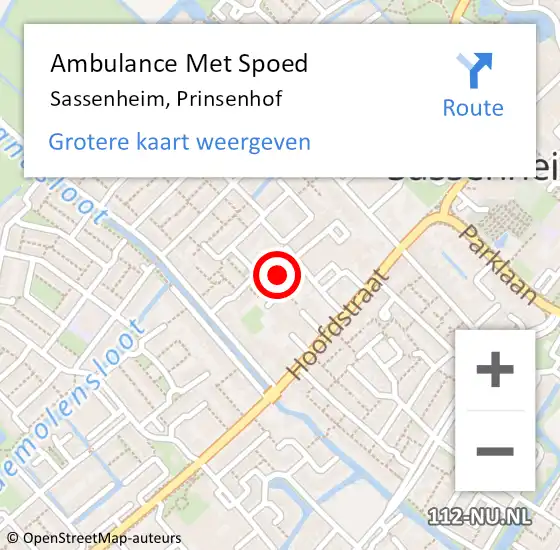 Locatie op kaart van de 112 melding: Ambulance Met Spoed Naar Sassenheim, Prinsenhof op 2 juli 2016 18:50