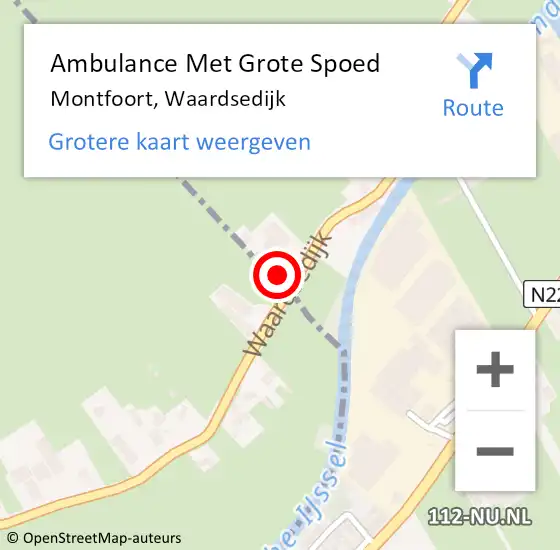 Locatie op kaart van de 112 melding: Ambulance Met Grote Spoed Naar Montfoort, Waardsedijk op 2 juli 2016 19:30