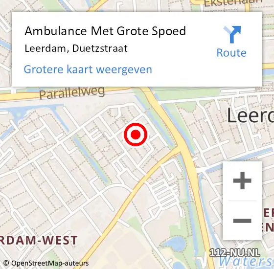 Locatie op kaart van de 112 melding: Ambulance Met Grote Spoed Naar Leerdam, Duetzstraat op 2 juli 2016 20:10