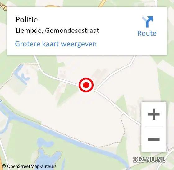 Locatie op kaart van de 112 melding: Politie Liempde, Gemondesestraat op 2 juli 2016 20:28