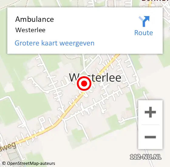 Locatie op kaart van de 112 melding: Ambulance Westerlee op 2 juli 2016 20:54