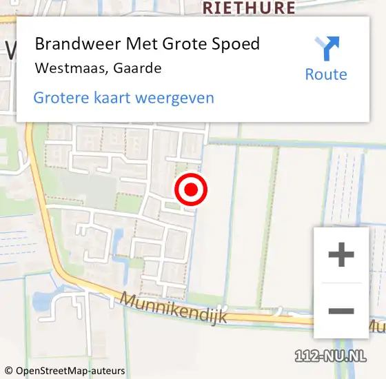 Locatie op kaart van de 112 melding: Brandweer Met Grote Spoed Naar Westmaas, Gaarde op 2 juli 2016 20:59