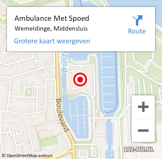 Locatie op kaart van de 112 melding: Ambulance Met Spoed Naar Wemeldinge, Middensluis op 2 juli 2016 21:14