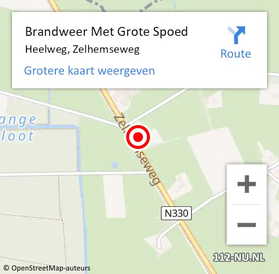 Locatie op kaart van de 112 melding: Brandweer Met Grote Spoed Naar Heelweg, Zelhemseweg op 2 juli 2016 21:57