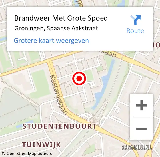 Locatie op kaart van de 112 melding: Brandweer Met Grote Spoed Naar Groningen, Spaanse Aakstraat op 2 juli 2016 23:57