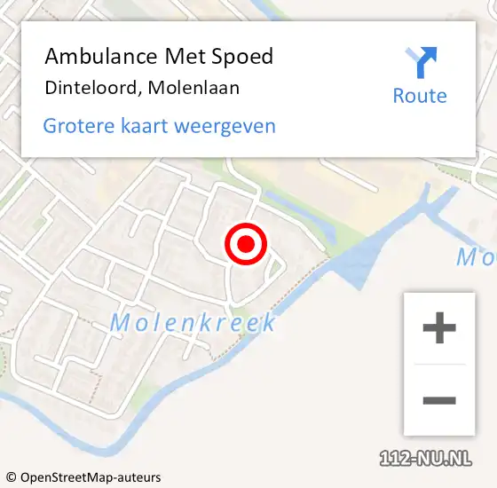 Locatie op kaart van de 112 melding: Ambulance Met Spoed Naar Dinteloord, Molenlaan op 3 juli 2016 00:02