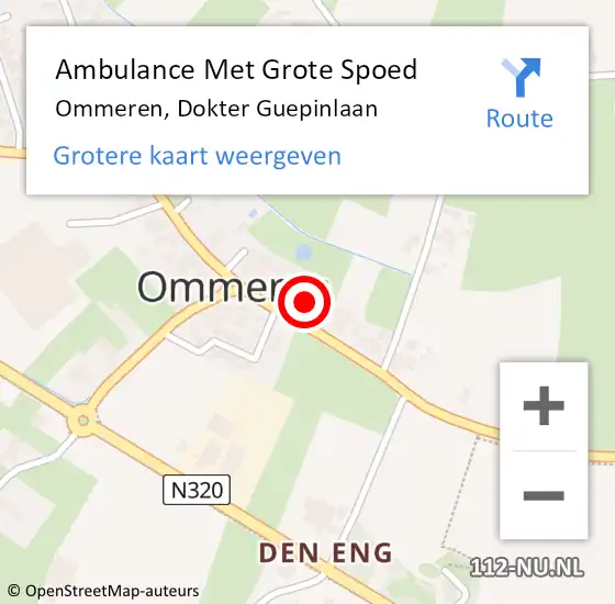 Locatie op kaart van de 112 melding: Ambulance Met Grote Spoed Naar Ommeren, Dokter Guepinlaan op 3 juli 2016 00:31