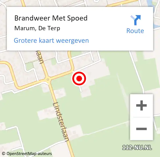 Locatie op kaart van de 112 melding: Brandweer Met Spoed Naar Marum, De Terp op 3 juli 2016 00:58