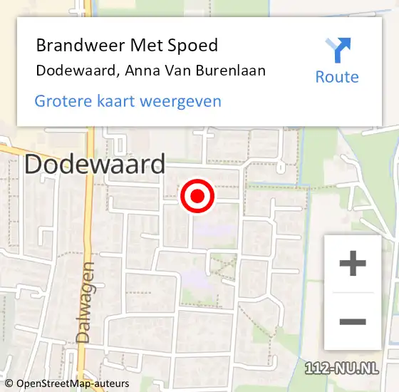 Locatie op kaart van de 112 melding: Brandweer Met Spoed Naar Dodewaard, Anna Van Burenlaan op 3 juli 2016 02:00