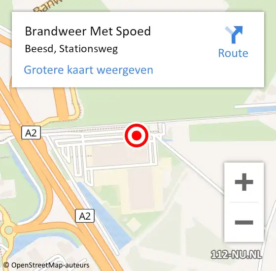 Locatie op kaart van de 112 melding: Brandweer Met Spoed Naar Beesd, Stationsweg op 3 juli 2016 04:12