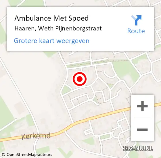 Locatie op kaart van de 112 melding: Ambulance Met Spoed Naar Haaren, Weth Pijnenborgstraat op 3 juli 2016 05:06