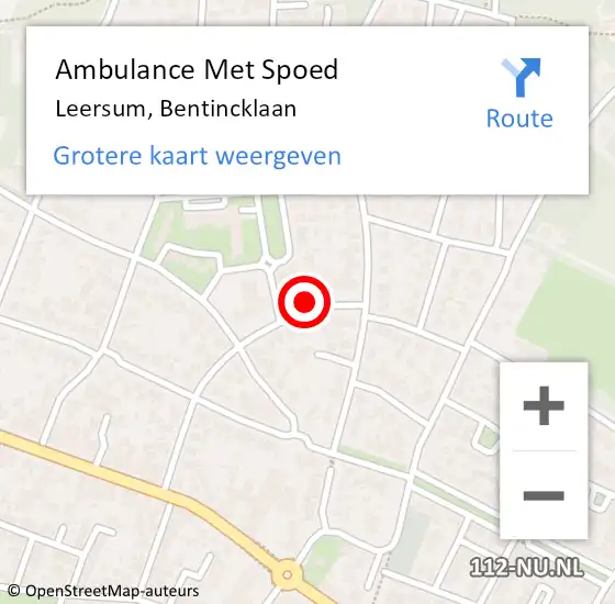 Locatie op kaart van de 112 melding: Ambulance Met Spoed Naar Leersum, Bentincklaan op 3 juli 2016 05:10