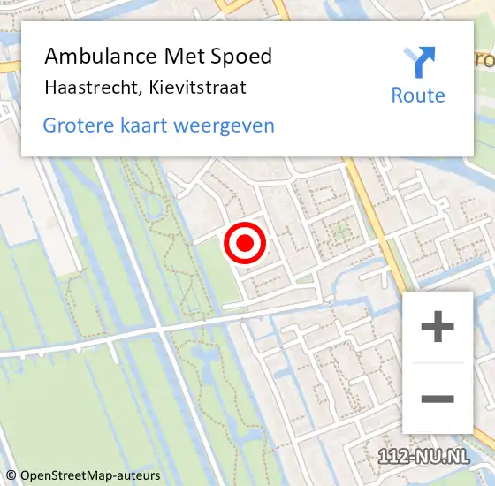 Locatie op kaart van de 112 melding: Ambulance Met Spoed Naar Haastrecht, Kievitstraat op 3 juli 2016 07:46