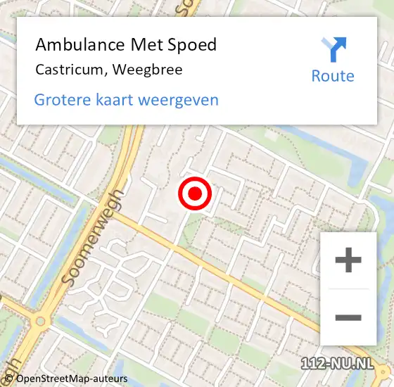 Locatie op kaart van de 112 melding: Ambulance Met Spoed Naar Castricum, Weegbree op 3 juli 2016 09:37