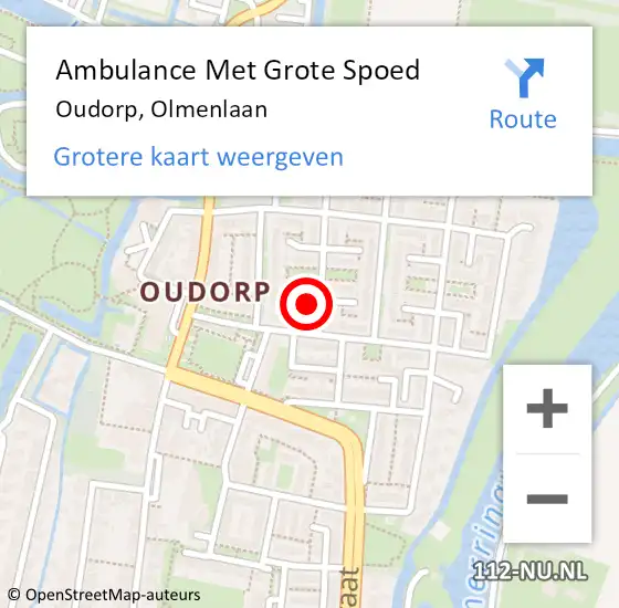 Locatie op kaart van de 112 melding: Ambulance Met Grote Spoed Naar Oudorp, Olmenlaan op 3 juli 2016 10:21