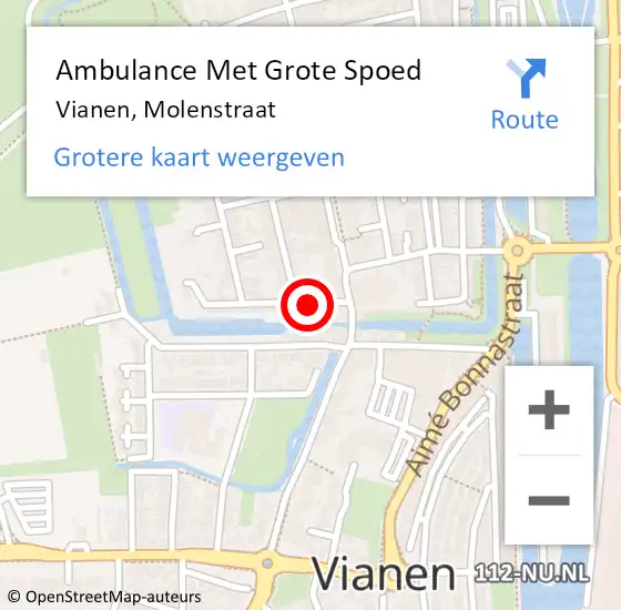 Locatie op kaart van de 112 melding: Ambulance Met Grote Spoed Naar Vianen, Molenstraat op 3 juli 2016 11:01