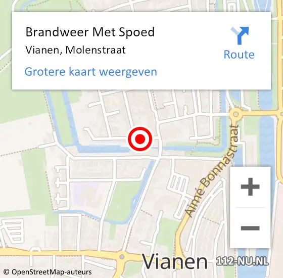 Locatie op kaart van de 112 melding: Brandweer Met Spoed Naar Vianen, Molenstraat op 3 juli 2016 11:13