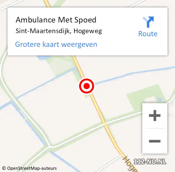 Locatie op kaart van de 112 melding: Ambulance Met Spoed Naar Sint-Maartensdijk, Hogeweg op 3 juli 2016 11:19