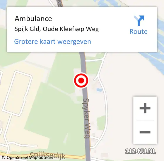 Locatie op kaart van de 112 melding: Ambulance Spijk Gld, Oude Kleefsep Weg op 3 juli 2016 11:31