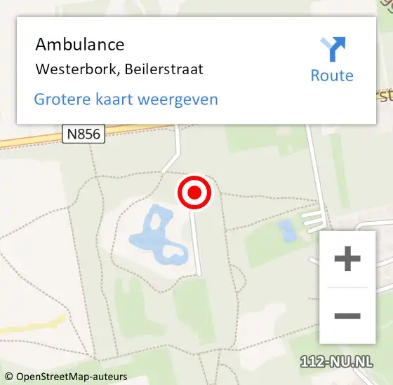 Locatie op kaart van de 112 melding: Ambulance Westerbork, Beilerstraat op 20 december 2013 05:43