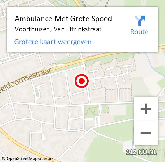 Locatie op kaart van de 112 melding: Ambulance Met Grote Spoed Naar Voorthuizen, Van Effrinkstraat op 3 juli 2016 12:42