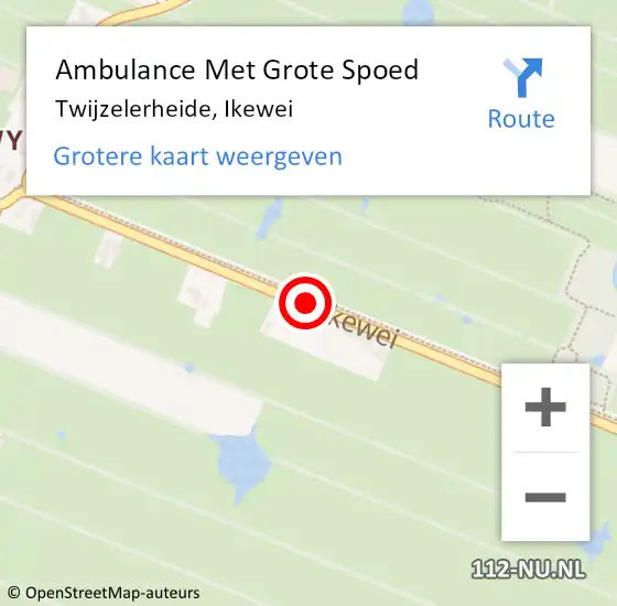 Locatie op kaart van de 112 melding: Ambulance Met Grote Spoed Naar Twijzelerheide, Ikewei op 3 juli 2016 12:42