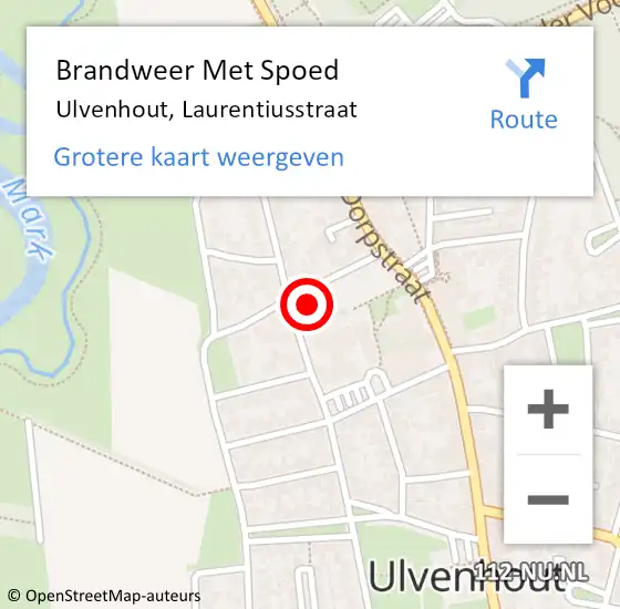 Locatie op kaart van de 112 melding: Brandweer Met Spoed Naar Ulvenhout, Laurentiusstraat op 3 juli 2016 12:46