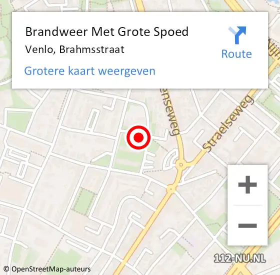 Locatie op kaart van de 112 melding: Brandweer Met Grote Spoed Naar Venlo, Brahmsstraat op 3 juli 2016 13:24