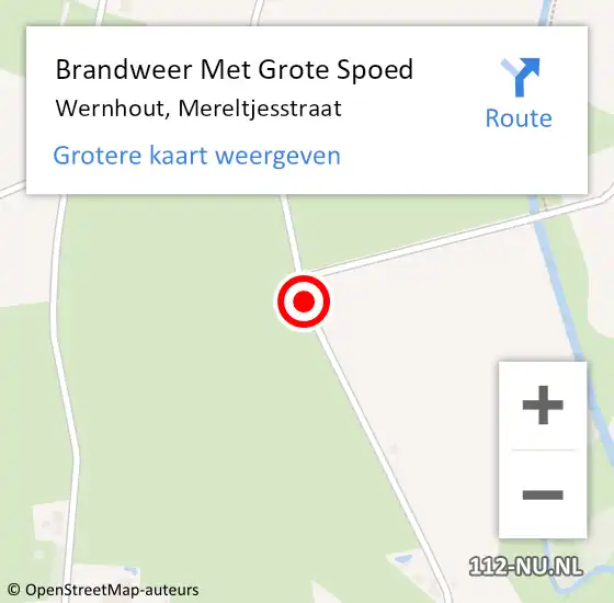 Locatie op kaart van de 112 melding: Brandweer Met Grote Spoed Naar Wernhout, Mereltjesstraat op 3 juli 2016 13:40