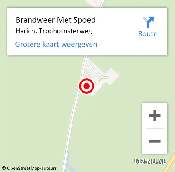 Locatie op kaart van de 112 melding: Brandweer Met Spoed Naar Harich, Trophornsterweg op 3 juli 2016 13:45