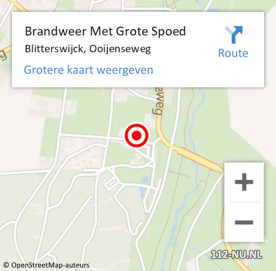 Locatie op kaart van de 112 melding: Brandweer Met Grote Spoed Naar Blitterswijck, Ooijenseweg op 3 juli 2016 13:49