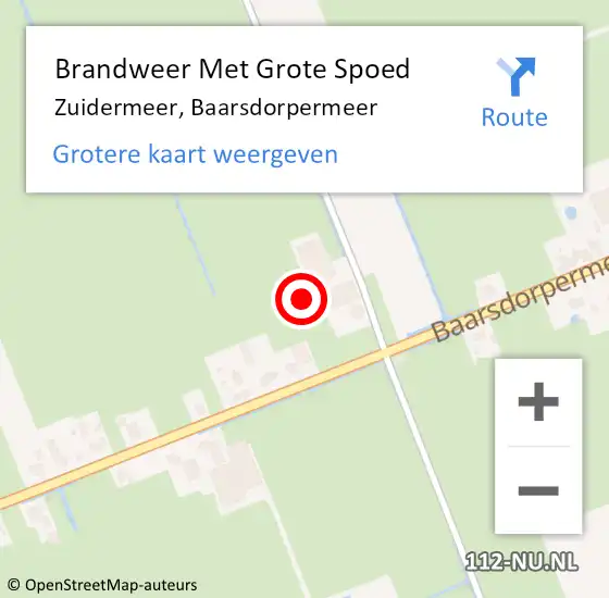 Locatie op kaart van de 112 melding: Brandweer Met Grote Spoed Naar Zuidermeer, Baarsdorpermeer op 3 juli 2016 15:20