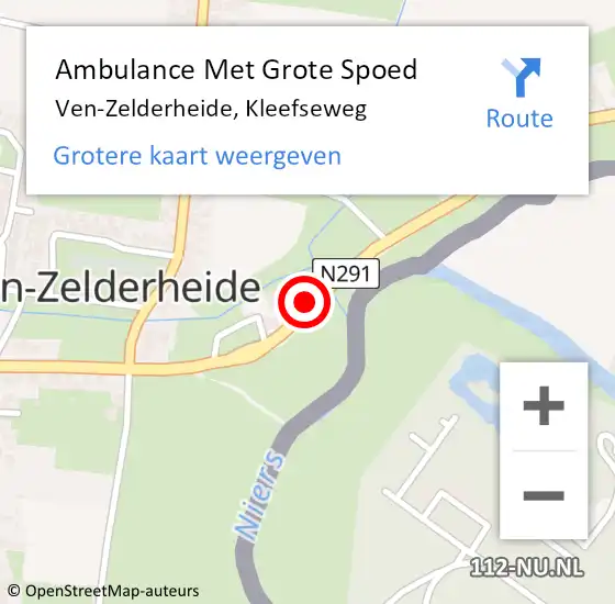 Locatie op kaart van de 112 melding: Ambulance Met Grote Spoed Naar Ven-Zelderheide, Kleefseweg op 3 juli 2016 15:48